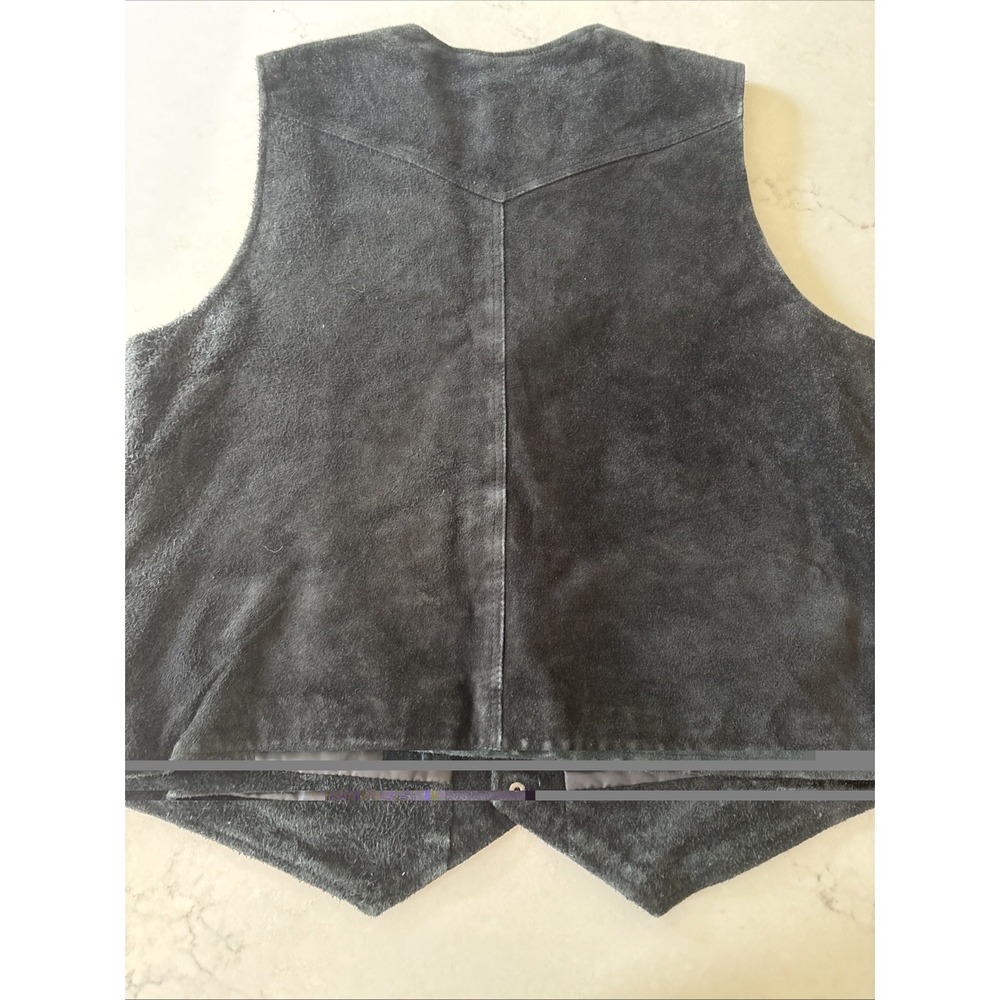 Cody James Western Vest Mens L Black Leather Buffalo Snap Cowboy Biker Suede - Picture 4 of 8